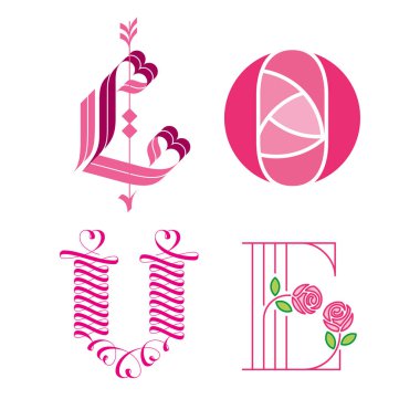 Tipografi seviyorum. Aşk ilk kap. Aşk büyüt. Yaratıcı sevgi logo.