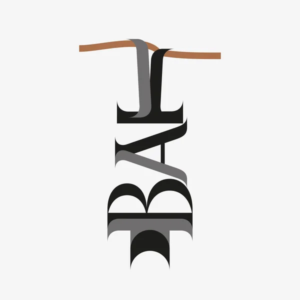 動物のタイポグラフィ 動物書道 動物ロゴ 動物ロゴ タイポグラフィをバット 書道をバット バットのロゴ ロゴタイプ 木の枝の間でコウモリ吊り — ストックベクタ