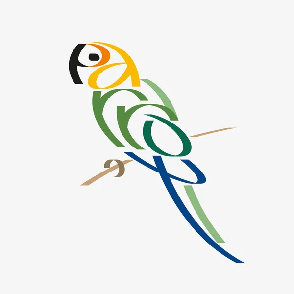 Animal typography, animal calligraphy, animal logo, animal logotype. Parrot  typography, parrot calligraphy, parrot logo, parrot logotype. - Stock Image  - Everypixel
