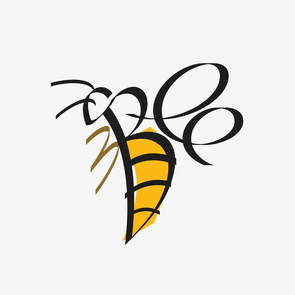 Typografia Zwierząt Kaligrafia Zwierząt Zwierząt Logo Logotyp Zwierząt Pszczoła Typografii Ilustracja Stockowa