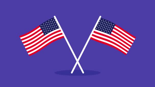 Amerikai Egyesült Államok Zászlaja Szélben Van Animáció Gyönyörű Amerikai Zászlók — Stock videók