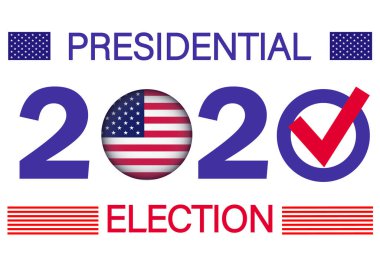 Birleşik Devletler 'de 2020 Başkanlık Seçimi. Oylama günü, 3 Kasım. Biz Seçimleri. Vatansever Amerikan unsuru. Poster, kart, afiş ve geçmiş. Vektör illüstrasyonu