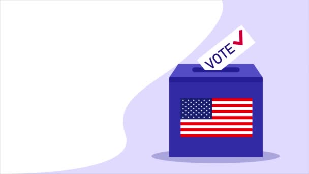 Президентские Выборы Сша 2020 Ноября Анимация Урны Голосования Сделай Выбор — стоковое видео