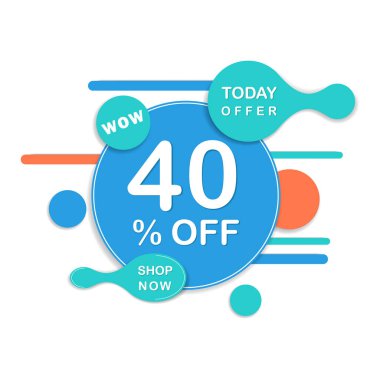 Özel Teklif 40 Off Round Sticker. Vektör satışı afişi