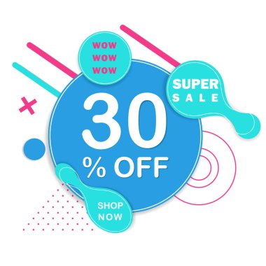 Özel Teklif 30 Off Round Sticker. Vektör satışı afişi