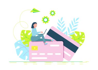 Ödemek için laptop, para terminali ve fatura kullanan modern bir adamla kredi kartı ödeme konsepti.