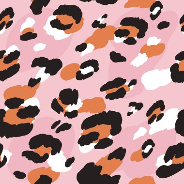 Leopar desenli tasarım - kusursuz desen çiziyor. Poster ya da tişört tekstil grafik tasarımı, duvar kağıdı, ambalaj kağıdı