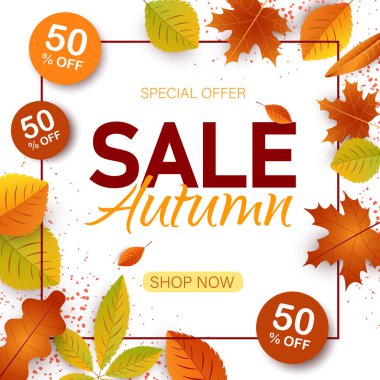 Büyük sonbahar satış rozeti, etiket. Satış sonbahar posteri. Vektör çizimi. Özel teklif