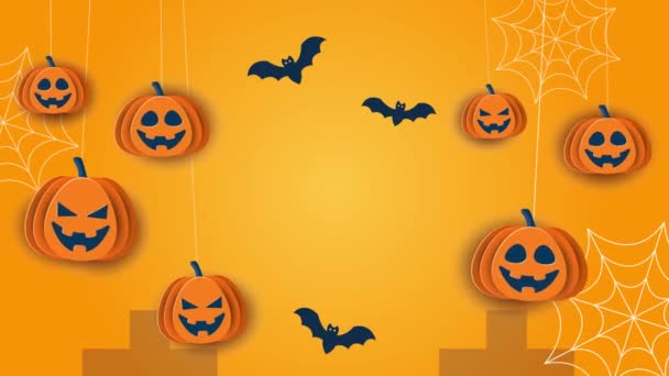 Animation Halloween Halloween Konzept Kürbisse Heller Hintergrund Lustige Animation Zum — Stockvideo