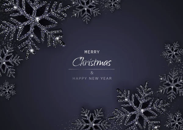 Élégant Fond Noël Avec Des Flocons Neige Brillant Illustration Vectorielle — Image vectorielle