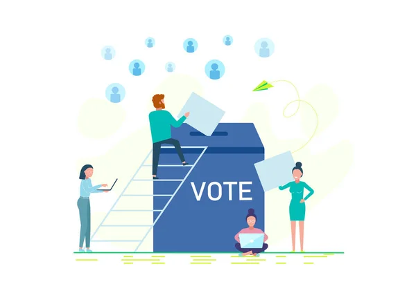 Votação Escolha Pessoas Votar Nas Urnas Conceptual Ilustração Vetorial Colorida —  Vetores de Stock
