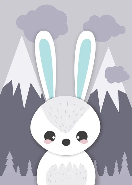 Cute Rabbit Character Christmas Bunny Vector Illustration — Stock Vector