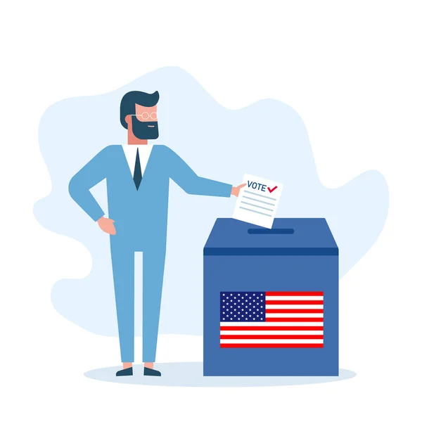 Muž s prezidentskými volbami Hlasovací urna — Stockový vektor