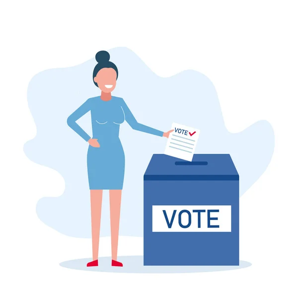 Casella Voto Della Donna Con Elezione Presidenziale — Vettoriale Stock