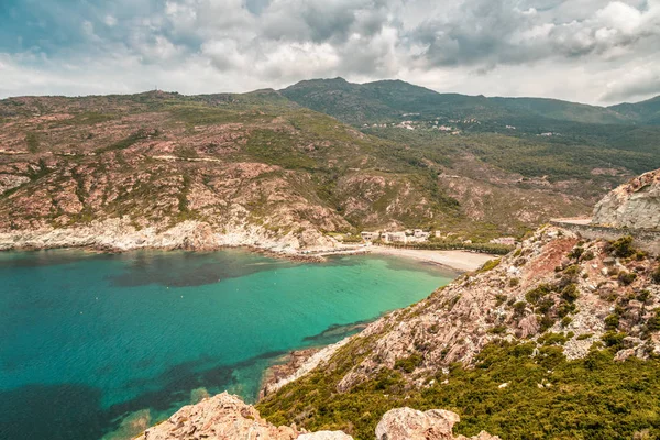 Turquoise Mediterranean Sea Beach Harbour Marine Giottani Cap Corse Corsica — Stock Photo, Image