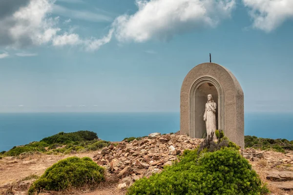 Kamienny Pomnik Krańcu Półwyspu Cap Corse Pobliżu Moulin Mattei Korsyce — Zdjęcie stockowe