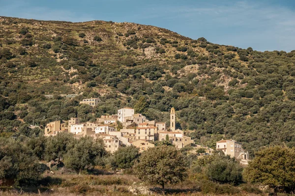 Villaggio Collinare Avapessa Nella Regione Della Balagna Corsica — Foto Stock