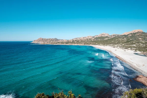 Bezludnej plaży Ostriconi w regionu Balagne Korsyka — Zdjęcie stockowe