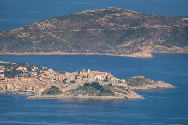Benteng Kuno Calvi Wilayah Balagne Korsika Dikelilingi Oleh Laut Mediterania — Stok Foto