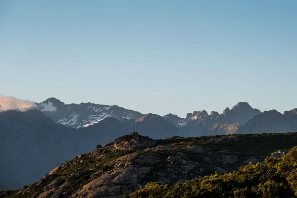 Top Van Monte Cinto Hoogste Berg Van Het Franse Eiland — Stockfoto