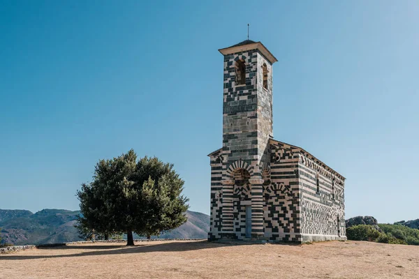 Kostel San Michele Murato Korsice Horami Zády — Stock fotografie