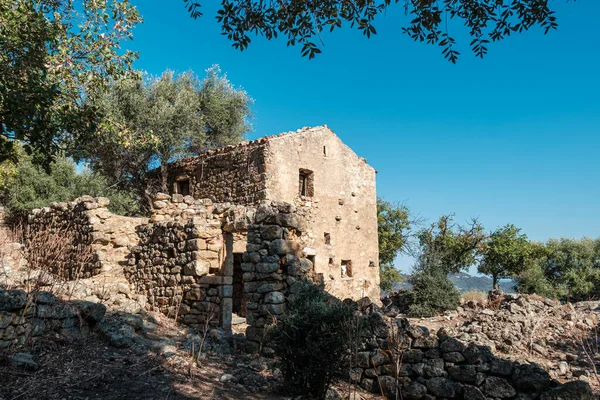 Opuszczony Budynek Opuszczonej Wiosce Giustiniani Koło Speloncato Regionie Bałaganu Korsyce — Zdjęcie stockowe