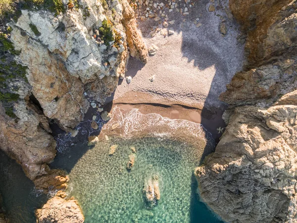Akdeniz Kuş Bakışı Manzarası Usulca Korsika Daki Galeria Küçük Kumlu — Stok fotoğraf