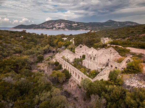 Vista Aérea Dos Edifícios Abandonados Antiga Mina Prata Argentella Perto — Fotografia de Stock