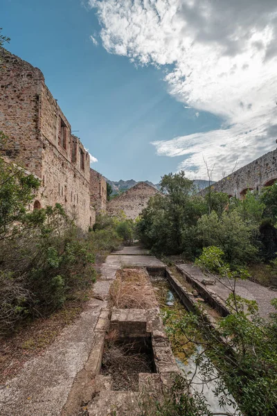 All Interno Degli Edifici Una Miniera Argento Abbandonata Argentella Corsica — Foto Stock