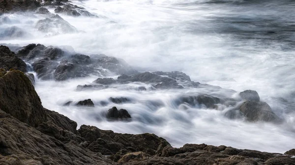 Waves Washing Rocky Coastline Losari Balagne Region Corsica — Stock Photo, Image