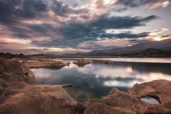 Longa Exposição Imagem Largo Ângulo Amanhecer Sobre Lac Codole Montanhas — Fotografia de Stock