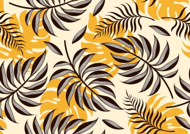 Tropikal Yapraklar Kusursuz Desen, Çiçek Arkaplan.