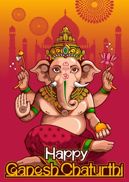 Illust Lord Ganesha Índia Para Festival Hindu Tradicional Ganesha Chaturthi —  Vetores de Stock