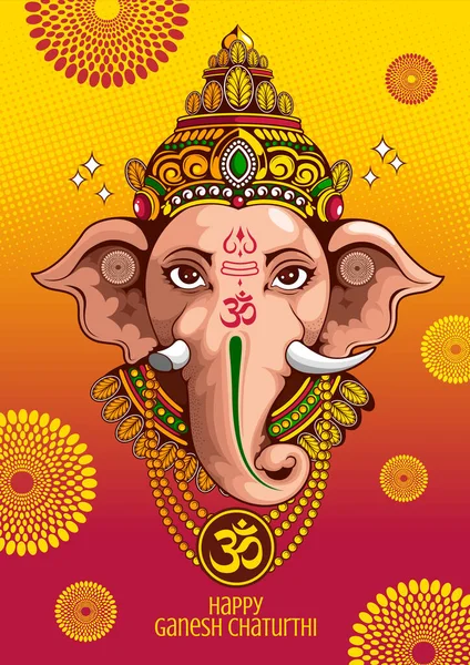 Illust Señor Ganesha India Para Festival Hindú Tradicional Ganesha Chaturthi — Vector de stock