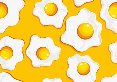 Kızarmış yumurta pürüzsüz desen, taze renkli çizgi film tarzı resim..
