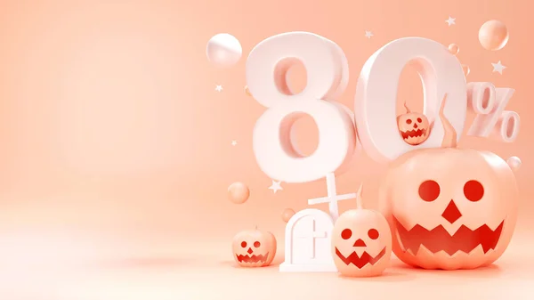Vykreslení Happy Halloween Dýně Hlava Jack Prodej Roztomilý Kreslený Pastelové — Stock fotografie