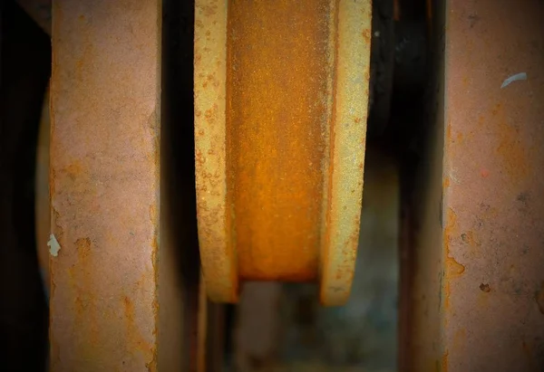 Detalhe Roda Reboque Para Construção Naval Estaleiro — Fotografia de Stock