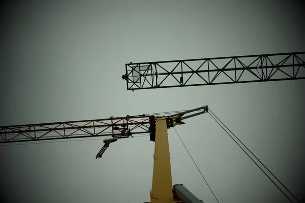 Detalhe Guindastes Construção Naval Estaleiro — Fotografia de Stock