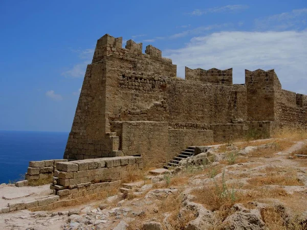 Ruins Castle Lindos Rhodes Greece — Stock Photo, Image