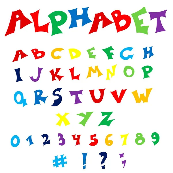 Alfabeto Vectorial Aislado Dibujado Mano Set Con Letras Inglesas Coloridas — Vector de stock