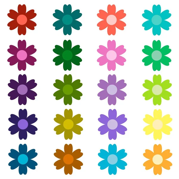 Farbiges Set Isolierter Flacher Vektorblumen Sammlung Von Ikonenblumen Für Feiertage — Stockvektor