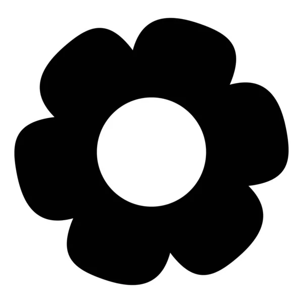 黒と白のシングル孤立フラットベクトル花 休日のためのアイコンの花 デザイン インド 東洋とアラビアの装飾 ウェブとアプリ — ストックベクタ