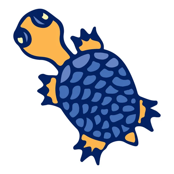 Schildpad Gekleurde Doodle Schets Geïsoleerd Voorwerp Vector Illustratie Witte Achtergrond — Stockvector