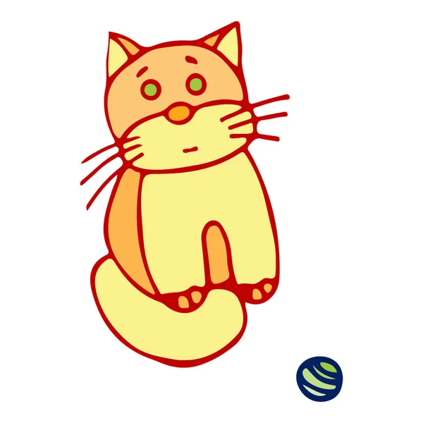 Cat Colored Doodle Sketch Objeto Isolado Ilustração Vetorial Fundo Branco — Vetor de Stock