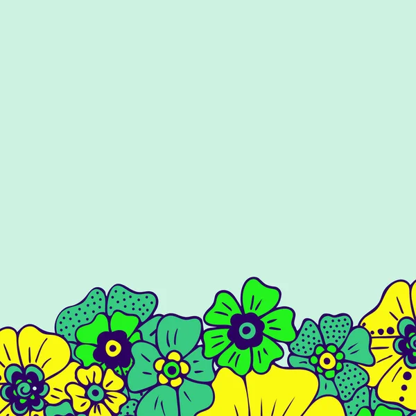 Ramo Flores Simples Color Sobre Fondo Color Marco Con Decoración — Archivo Imágenes Vectoriales