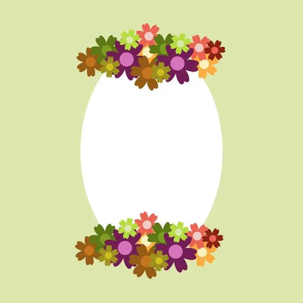 Farbige Einfache Blumenstrauß Auf Farbigem Hintergrund Rahmen Mit Dekoration Karte — Stockvektor