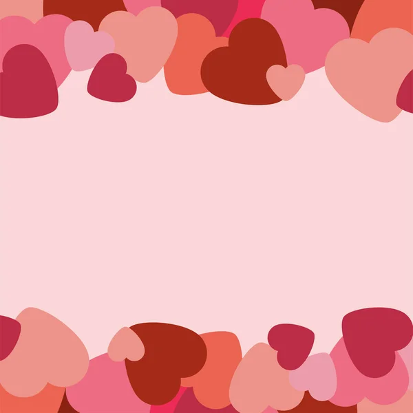 Frame Red Hearts Pink Background Graphic Design Concept Love Love — Stock Vector