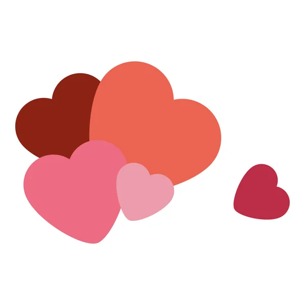 白い背景に赤とピンクのハートの分離ベクトル組成 愛の概念におけるグラフィックデザイン バレンタインデー 結婚式 誕生日 休日のための愛のシンボルとエンブレム — ストックベクタ
