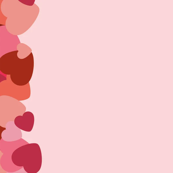 Cadre Avec Des Coeurs Rouges Sur Fond Rose Graphic Design — Image vectorielle