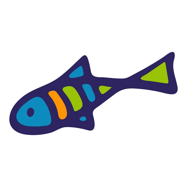 Vektorfarbene Seefisch Llustration Auf Weißem Hintergrund Doodle Skizze Cartoon Unterwasserwelten — Stockvektor